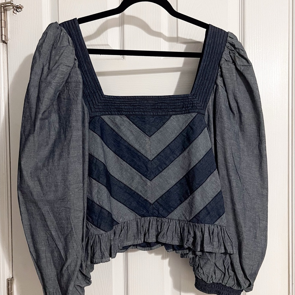 Anthropologie Stylish Women's 2 Tone Denim Top